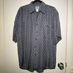 Silk Uomo Burton Up Men's Short Sleeve Shirt Blue Print Medium